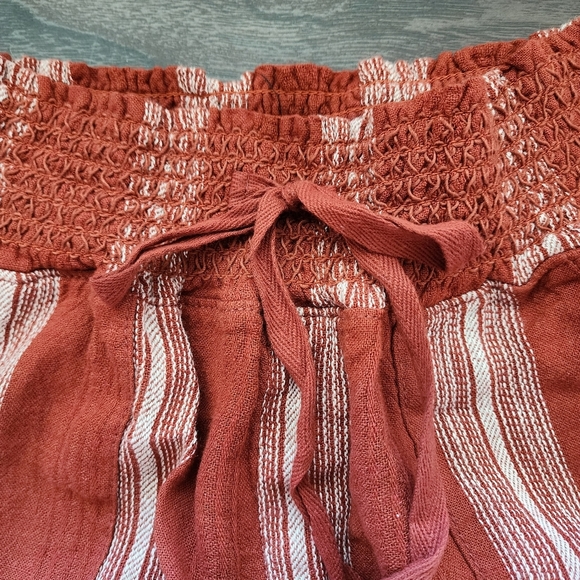 Rewash American Original Linen Blend Boho Rust Striped Pants - Picture 3 of 12